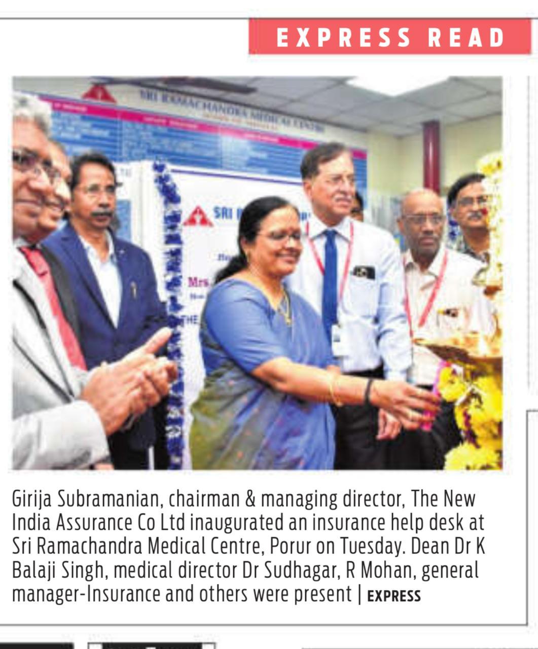 The New India Assurance Sets Up Help Desk At Sri Ramachandra Medical Centre